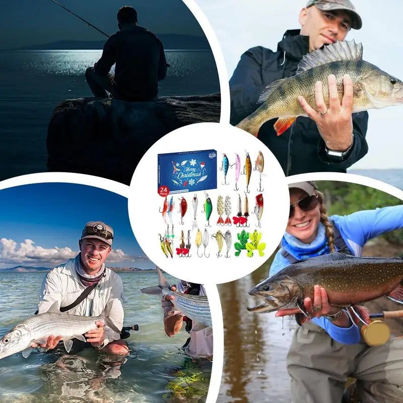 Kit com 24 Iscas de Pesca Calendário do Advento 2024