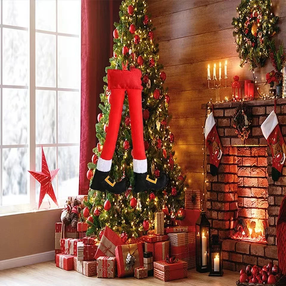 Pernas de Elfo e Papai Noel para Decoração de Natal
