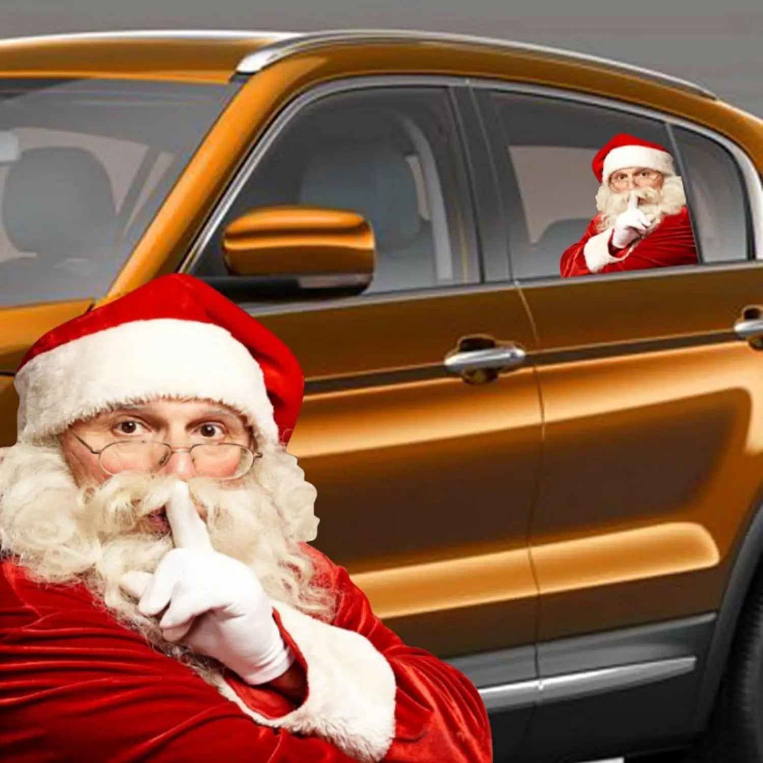 Adesivo Engraçado 3D Papai Noel para Carro