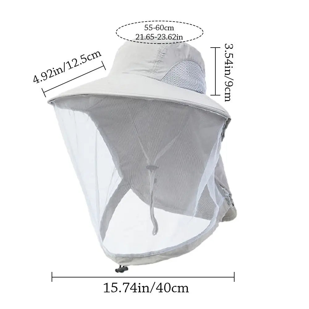 Chapéu Hat Anti-Mosquito Unissex Foldable para Pesca e Acampamento