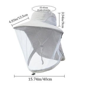 Chapéu Hat Anti-Mosquito Unissex Foldable para Pesca e Acampamento