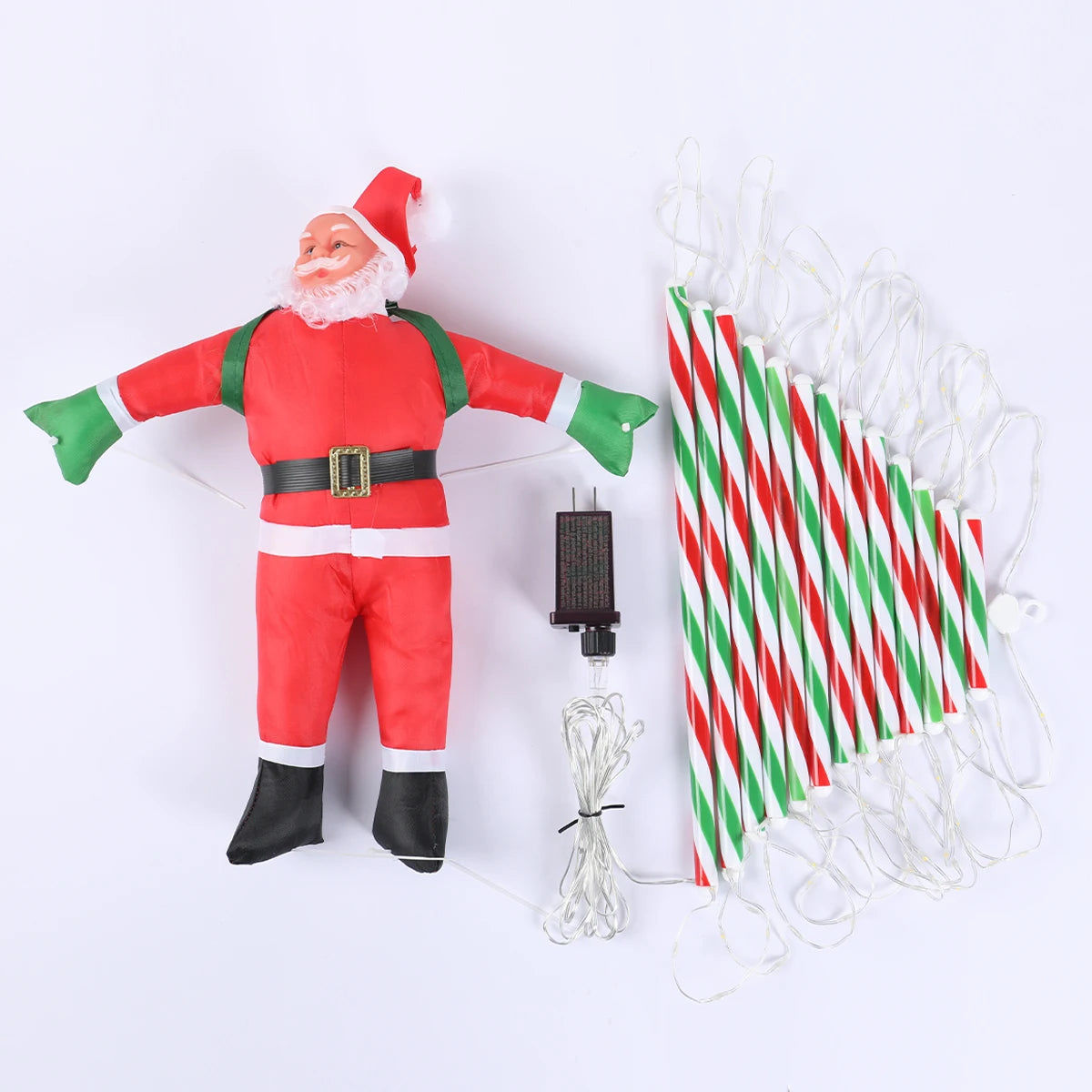 Papai Noel Escada de Escalada com Luz Quente