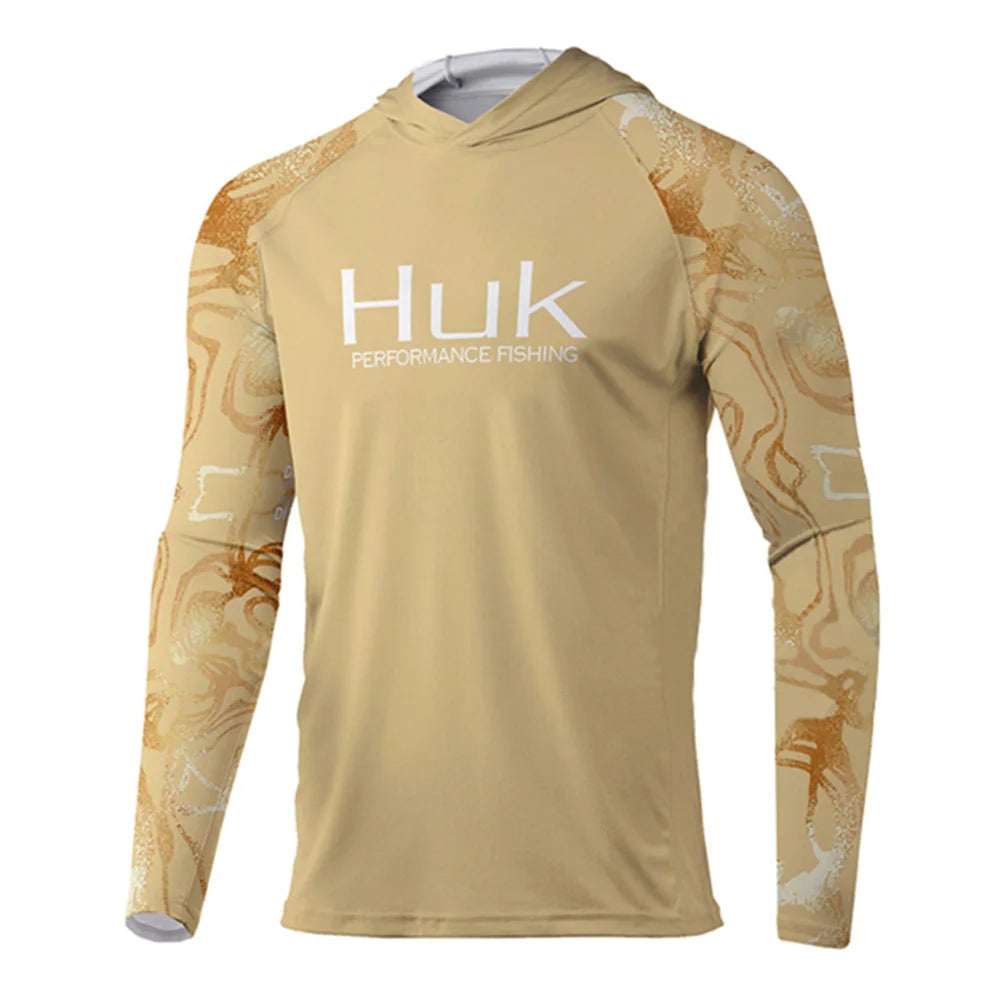 HUK-Camisa Masculina de Pesca com Capuz Manga Longa, Vestuário de Pesca, Roupa Exterior, Proteção UV, 50 Vestuário