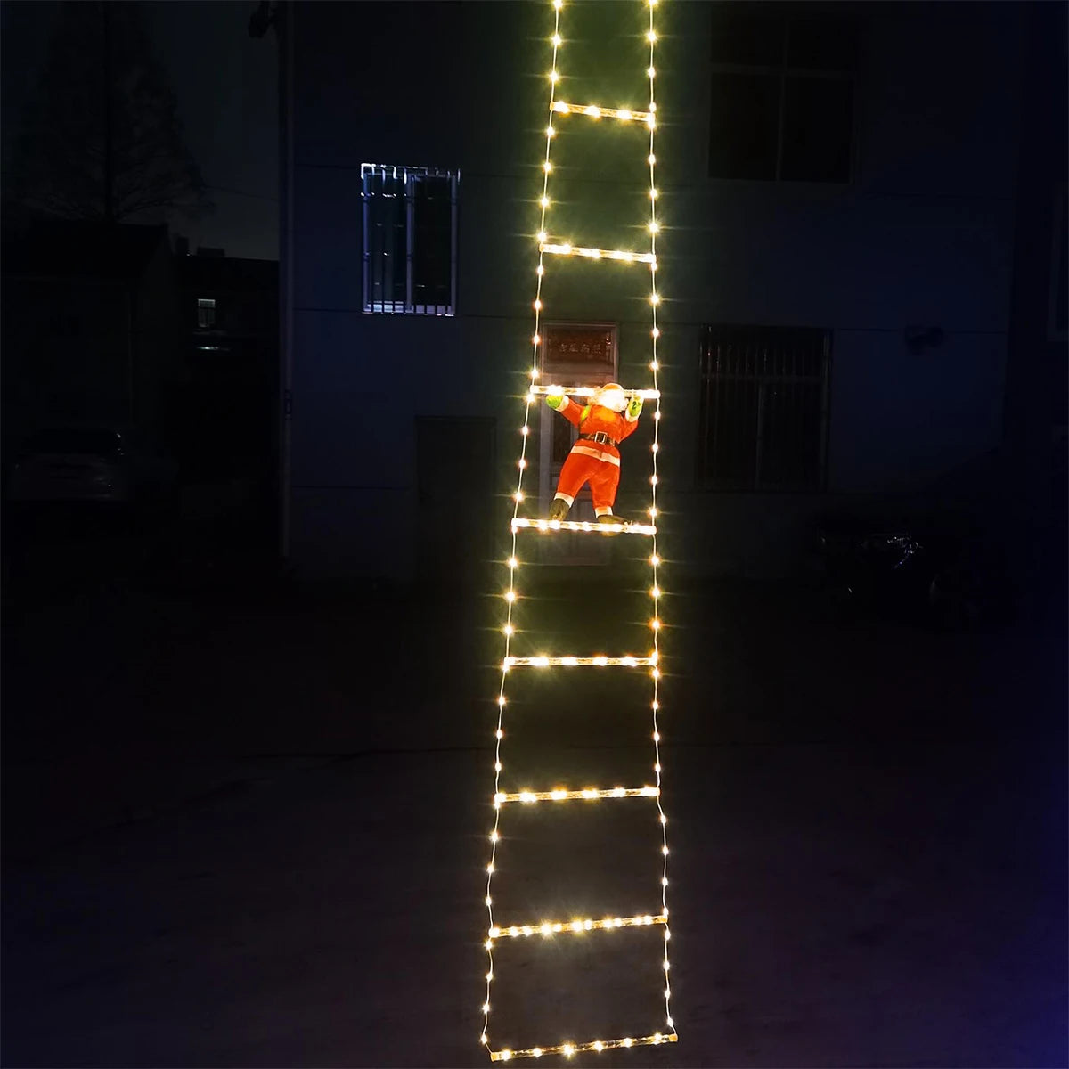 Papai Noel Escada de Escalada com Luz Quente