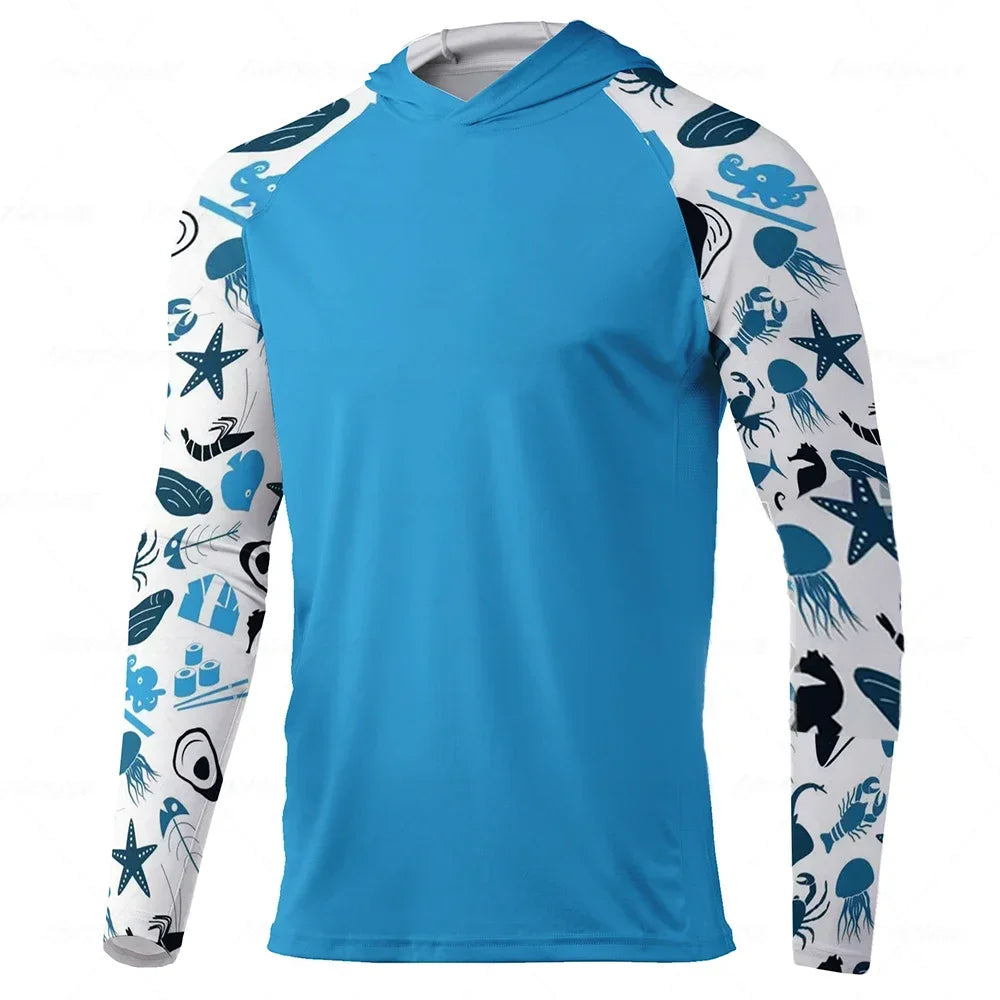 Camisa de Pesca Masculina com Capuz e Proteção Solar UV