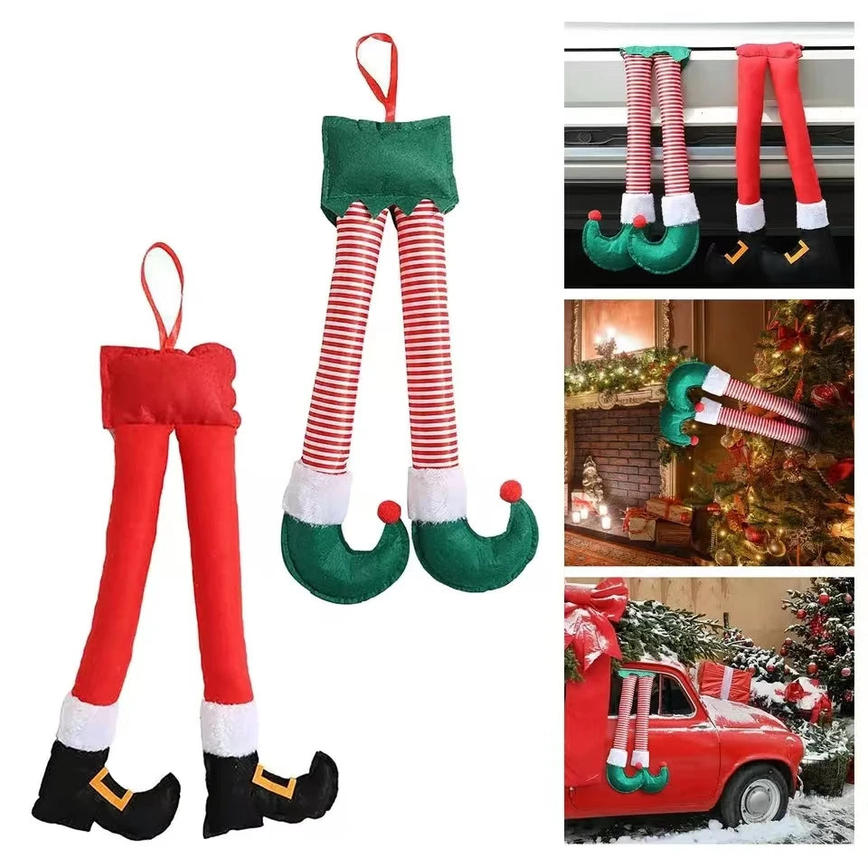 Pernas de Elfo e Papai Noel para Decoração de Natal