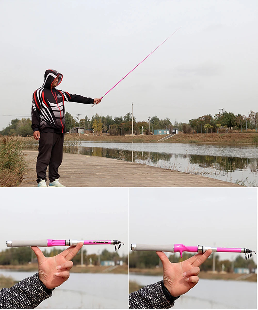 Mini Vara de Pesca Telescópica Rosa