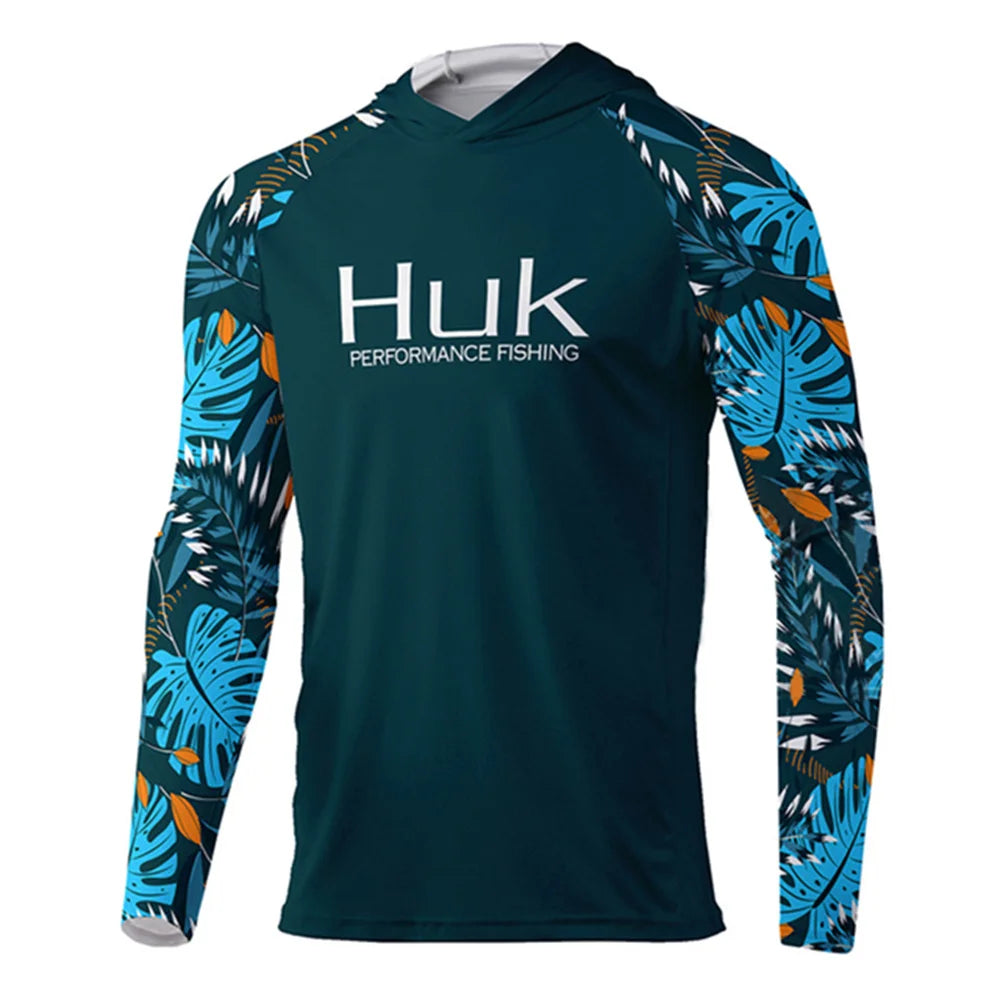 HUK-Camisa Masculina de Pesca com Capuz Manga Longa, Vestuário de Pesca, Roupa Exterior, Proteção UV, 50 Vestuário