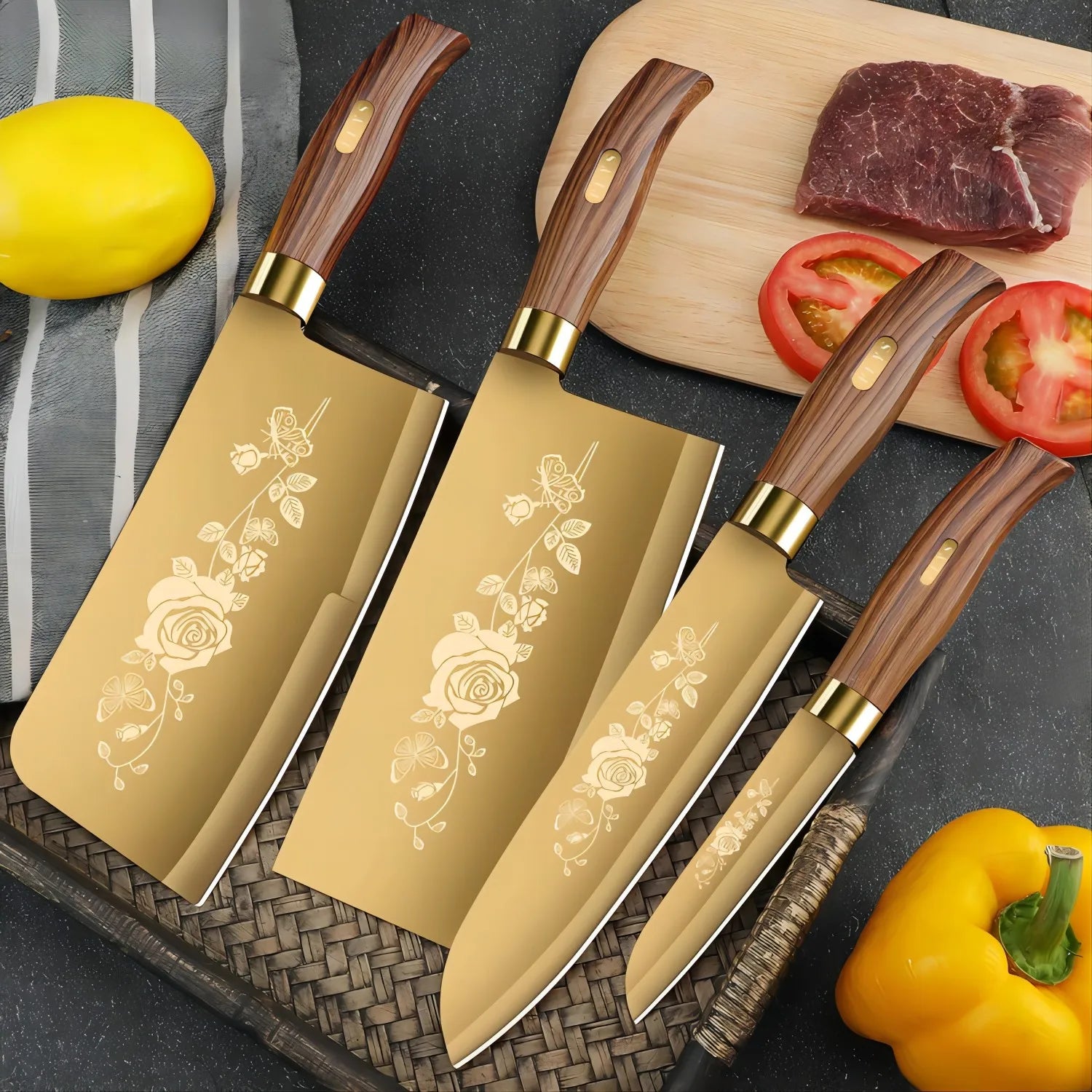 Conjunto de 4 Facas de Cozinha Gold®