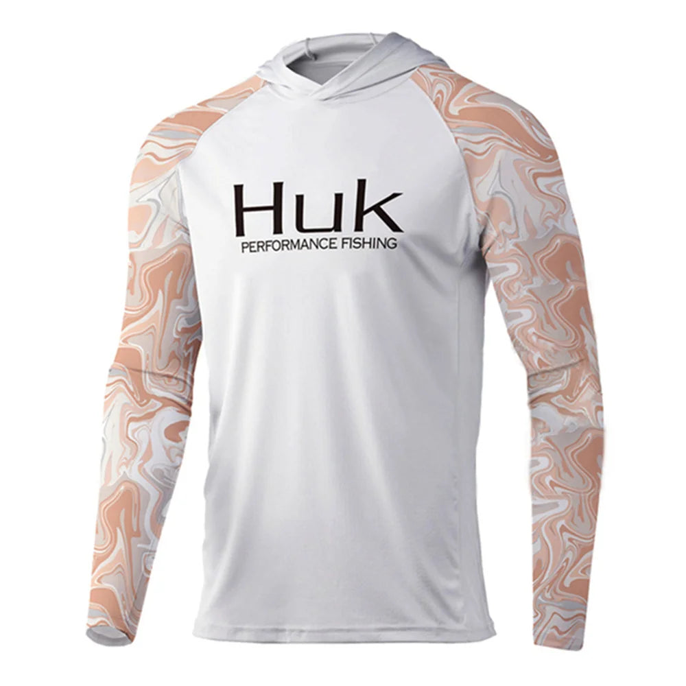 HUK-Camisa Masculina de Pesca com Capuz Manga Longa, Vestuário de Pesca, Roupa Exterior, Proteção UV, 50 Vestuário