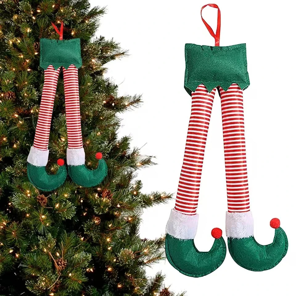 Pernas de Elfo e Papai Noel para Decoração de Natal