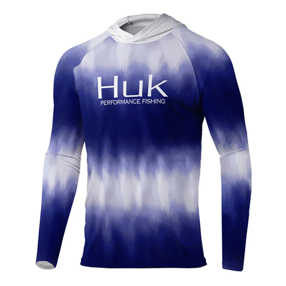 HUK-Camisa Masculina de Pesca com Capuz Manga Longa, Vestuário de Pesca, Roupa Exterior, Proteção UV, 50 Vestuário