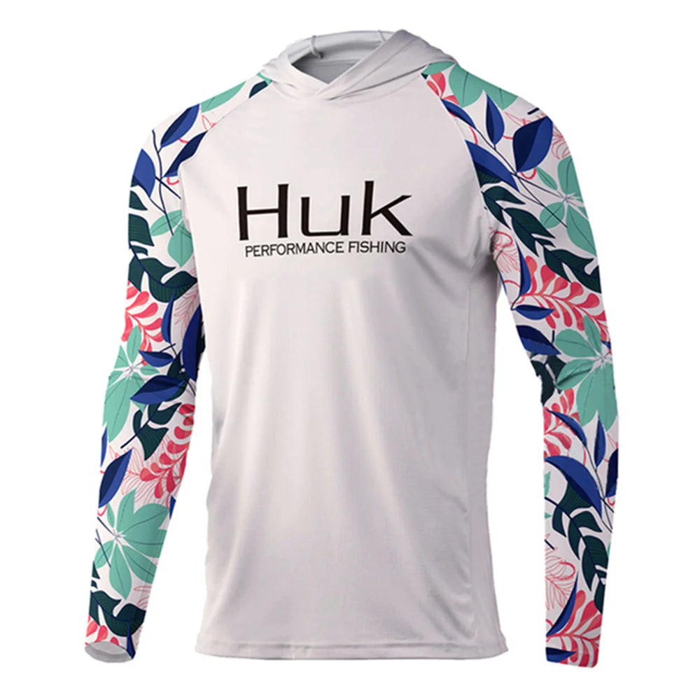 HUK-Camisa Masculina de Pesca com Capuz Manga Longa, Vestuário de Pesca, Roupa Exterior, Proteção UV, 50 Vestuário