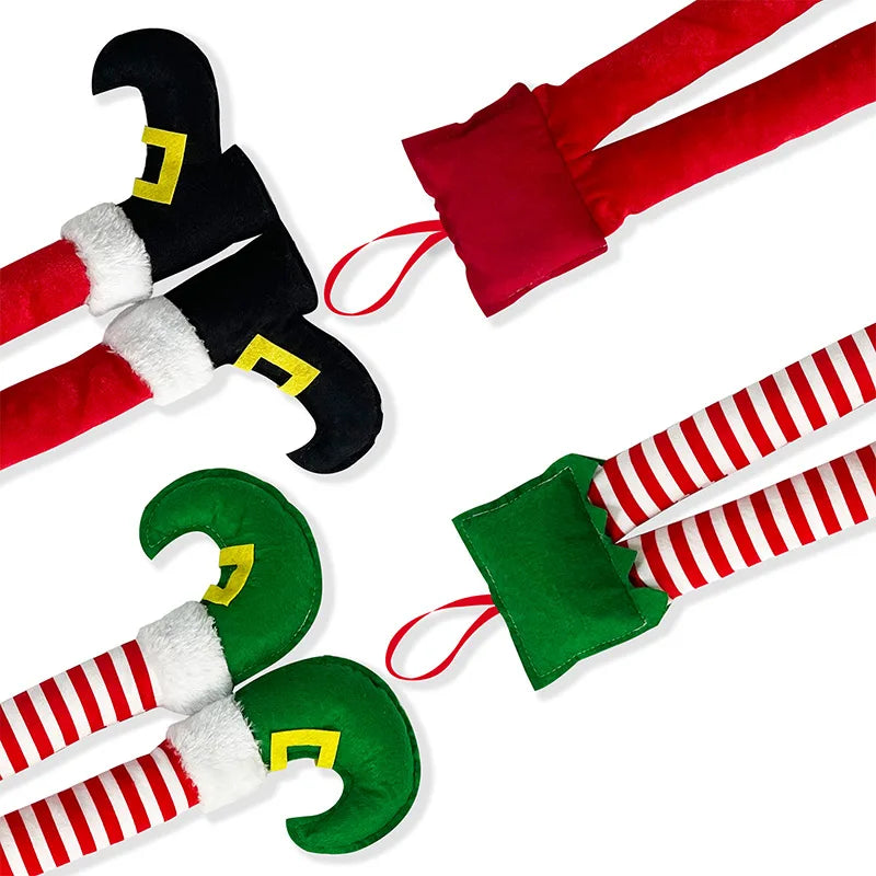 Pernas de Elfo e Papai Noel para Decoração de Natal