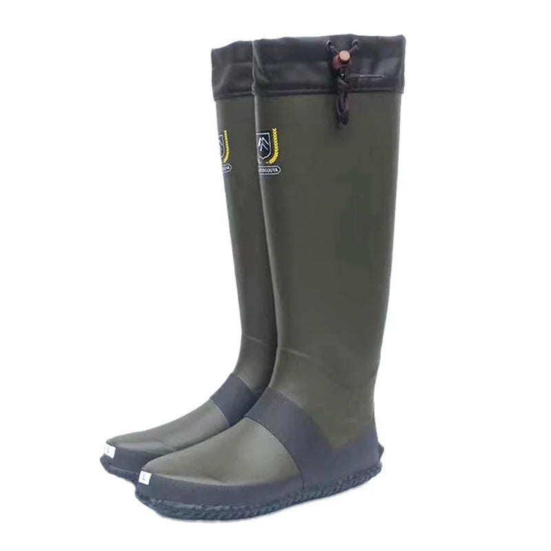 Botas de pesca impermeáveis de borracha macia para homens e mulheres, tubo alto, botas de chuva leves, caminhadas ao ar livre, camping, caça, sapato de água