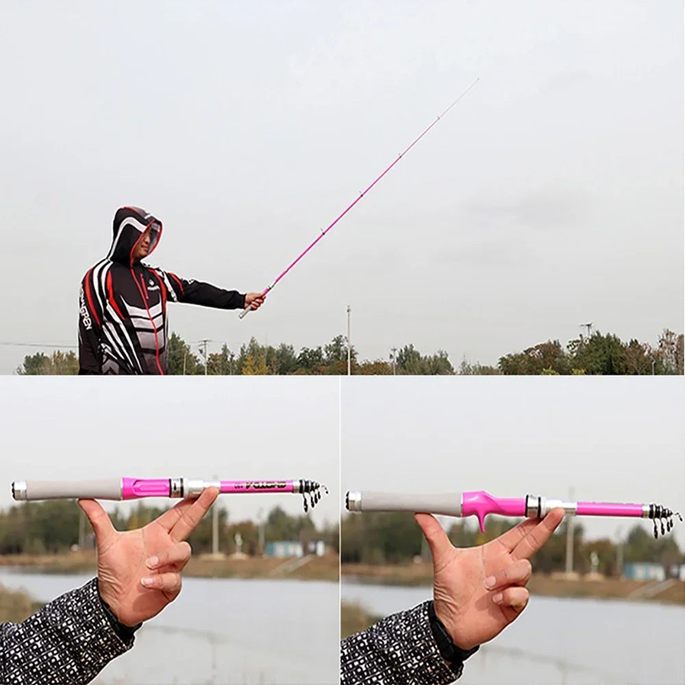 Mini Vara de Pesca Telescópica Rosa