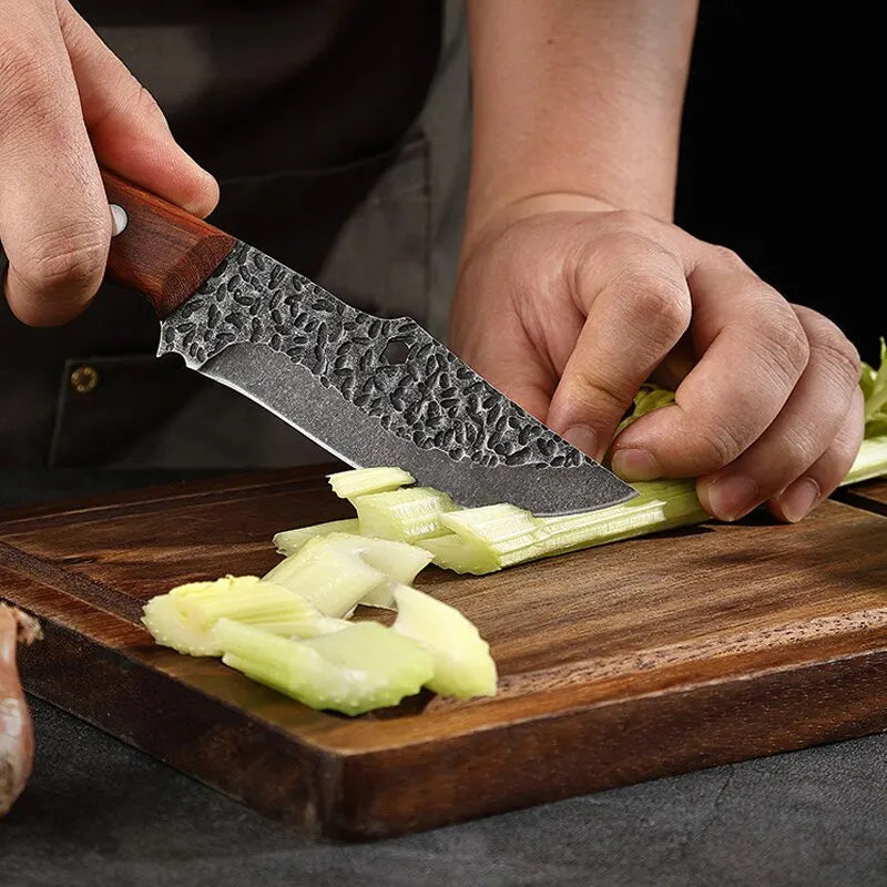 Facas de Cozinha Artesanais de Aço Inoxidável Forjado