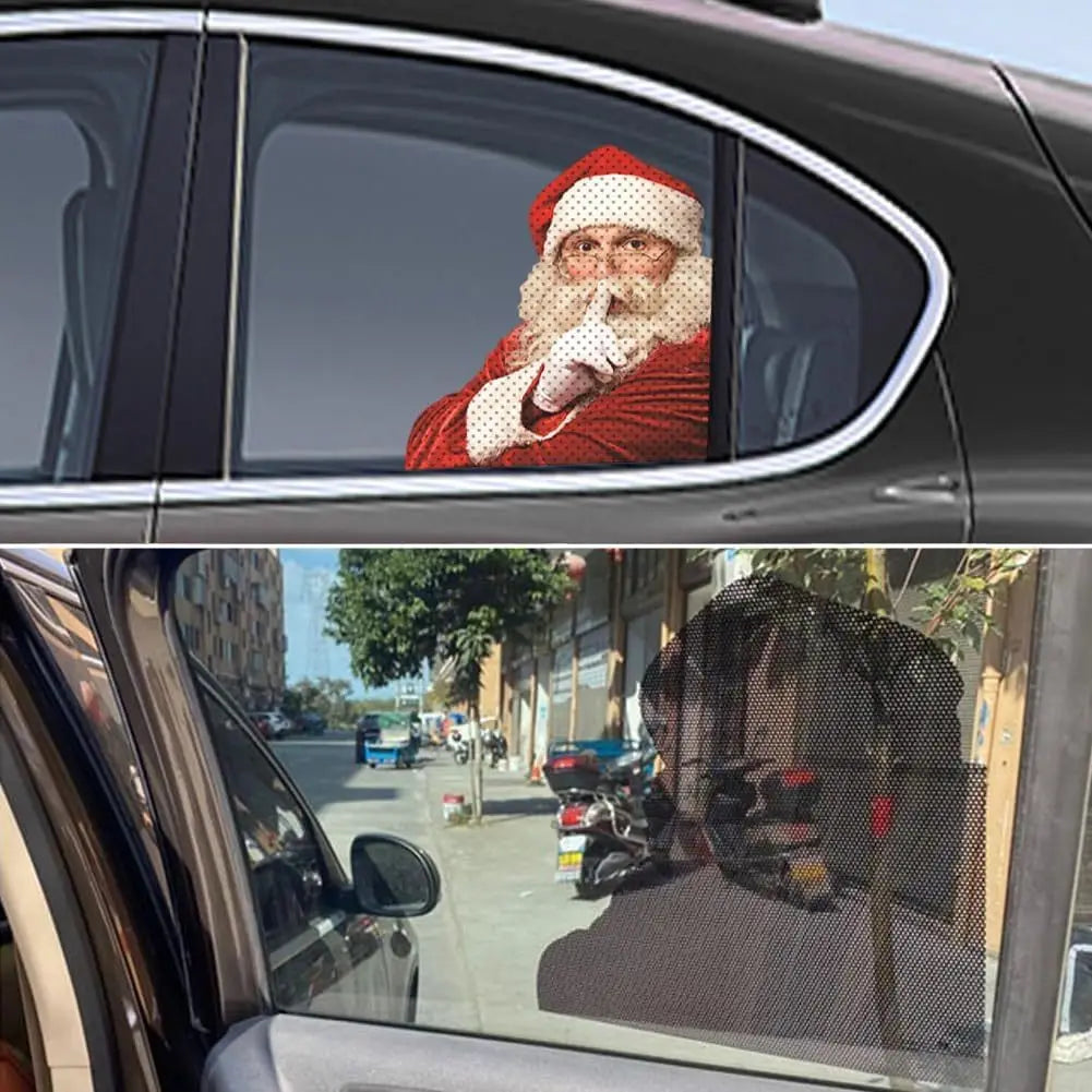 Adesivo Engraçado 3D Papai Noel para Carro