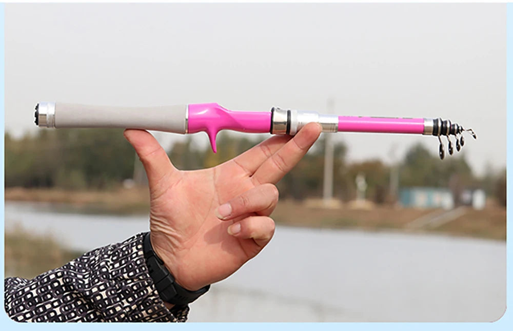 Mini Vara de Pesca Telescópica Rosa