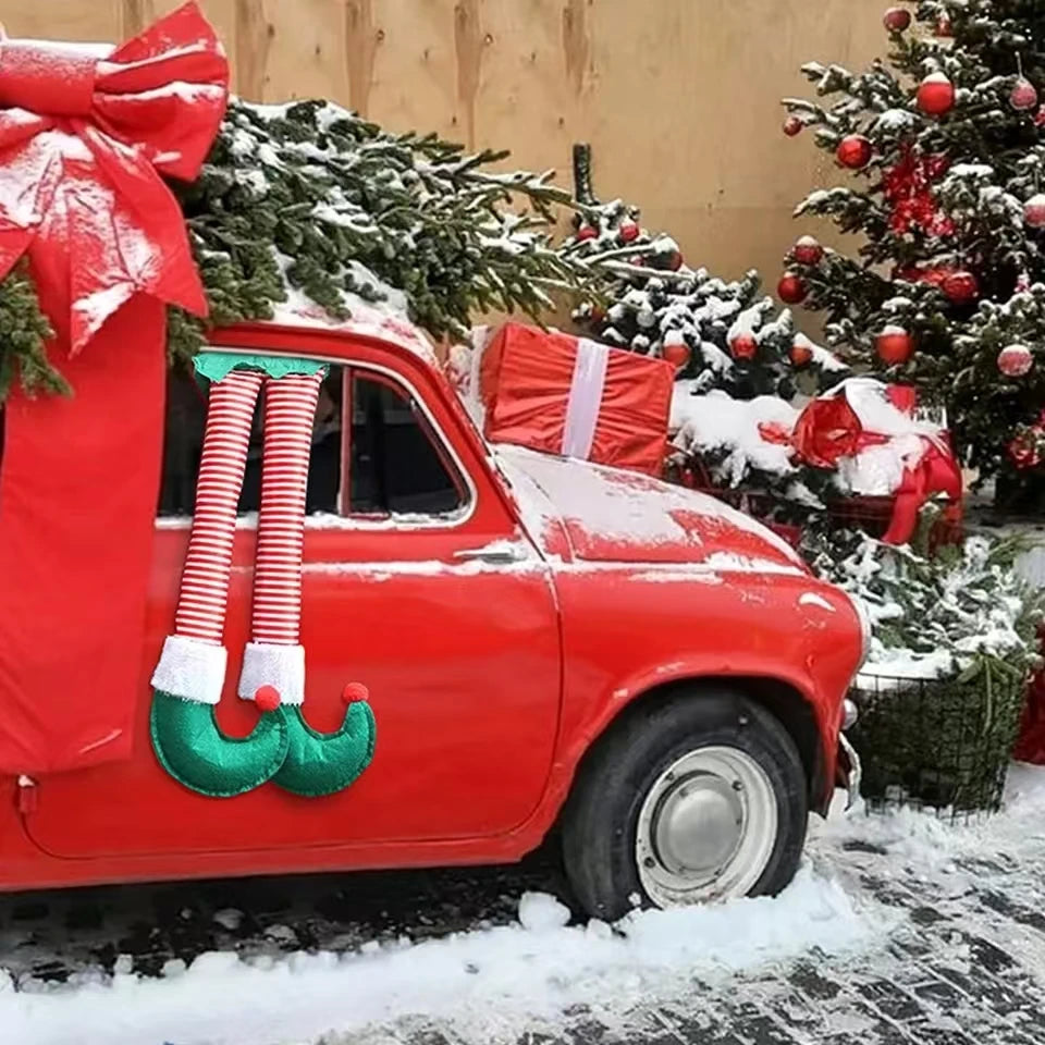 Pernas de Elfo e Papai Noel para Decoração de Natal