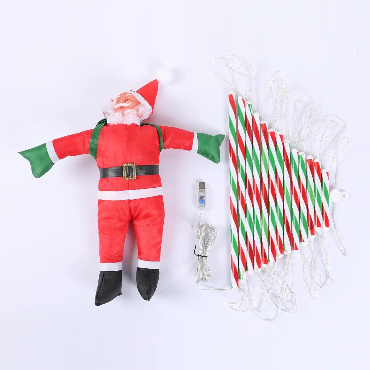 Papai Noel Escada de Escalada com Luz Quente