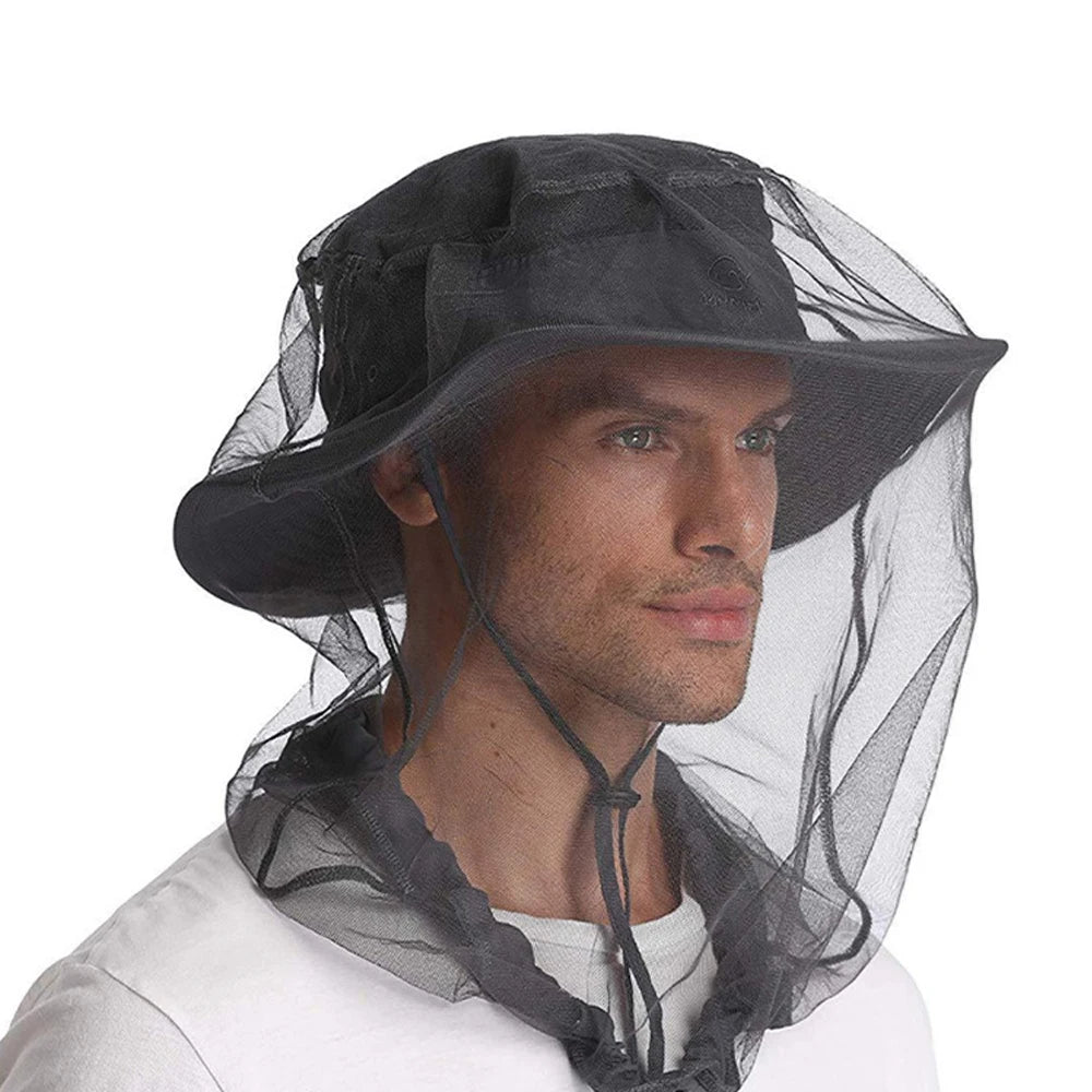 À Prova de Insetos Mosquito Net Cap Pesca, Mesh Top Net, Face Protector, Sombrinha, Caça ao ar livre, Camping Hat, Neck Head Cover, Verão