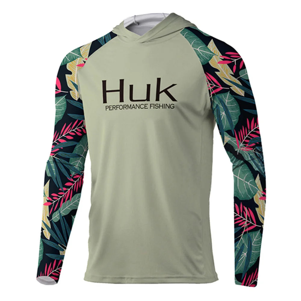 HUK-Camisa Masculina de Pesca com Capuz Manga Longa, Vestuário de Pesca, Roupa Exterior, Proteção UV, 50 Vestuário