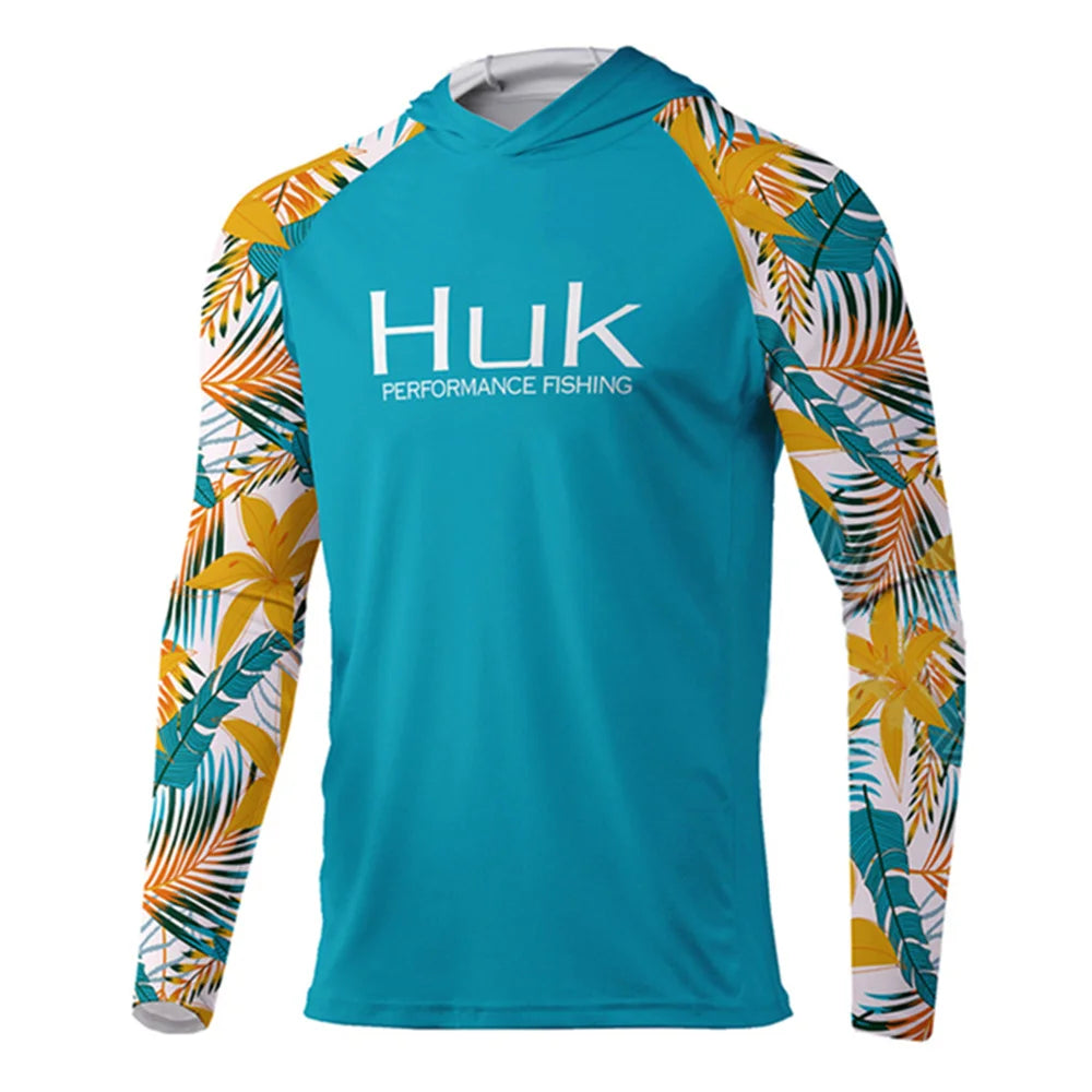 HUK-Camisa Masculina de Pesca com Capuz Manga Longa, Vestuário de Pesca, Roupa Exterior, Proteção UV, 50 Vestuário